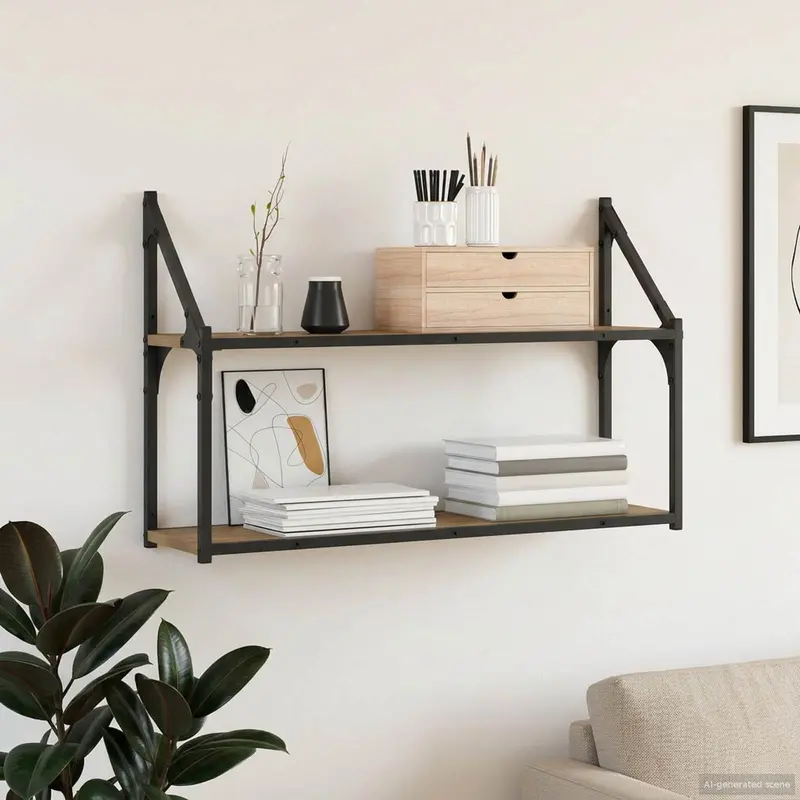 Vidaxl wandplank muurmontage artisanaal eiken 80 x 21 x 51 cm
