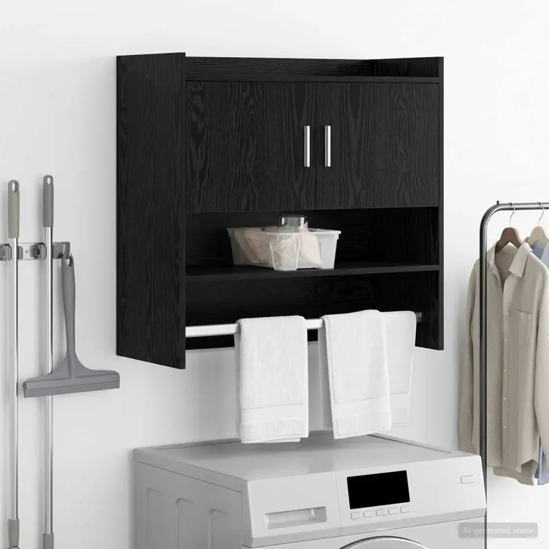 Vidaxl wandplank muurmontage zwart eiken 80 x 36 x 80 cm bewerkt hout