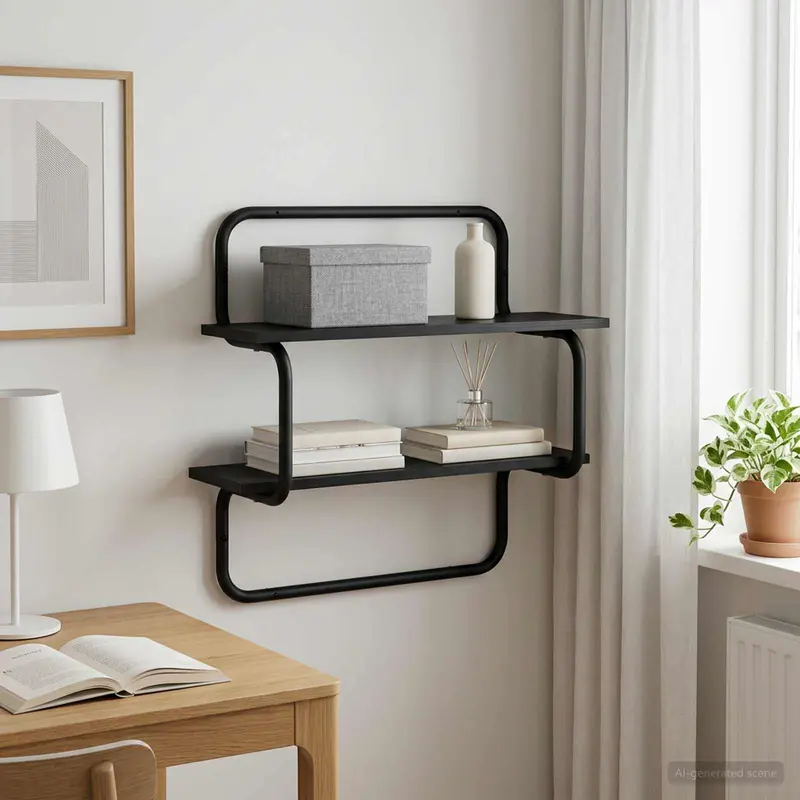 Vidaxl wandrek met 2 niveaus zwart eiken 40 x 24,5 x 61 cm