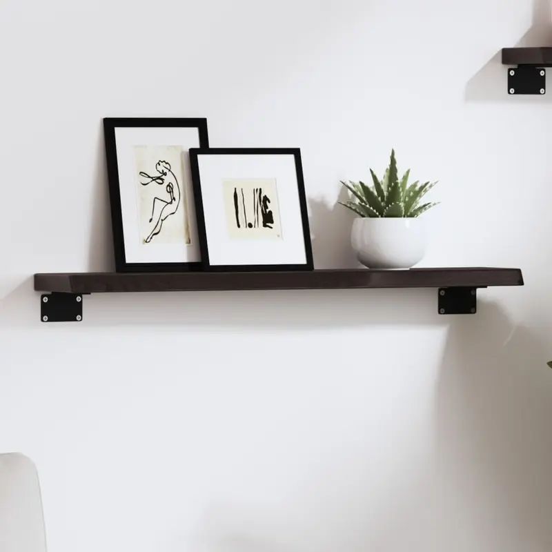 Vidaxl wandschap 60x10x2 cm behandeld massief eikenhout donkerbruin