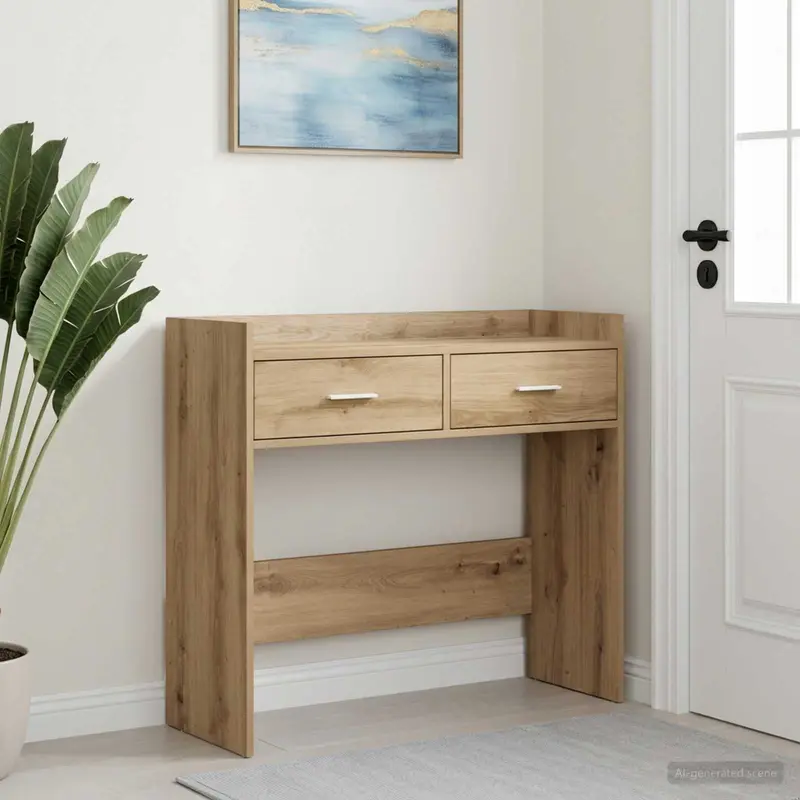 Vidaxl wandtafel artisanaal eiken 90 x 35 x 80 cm bewerkt hout