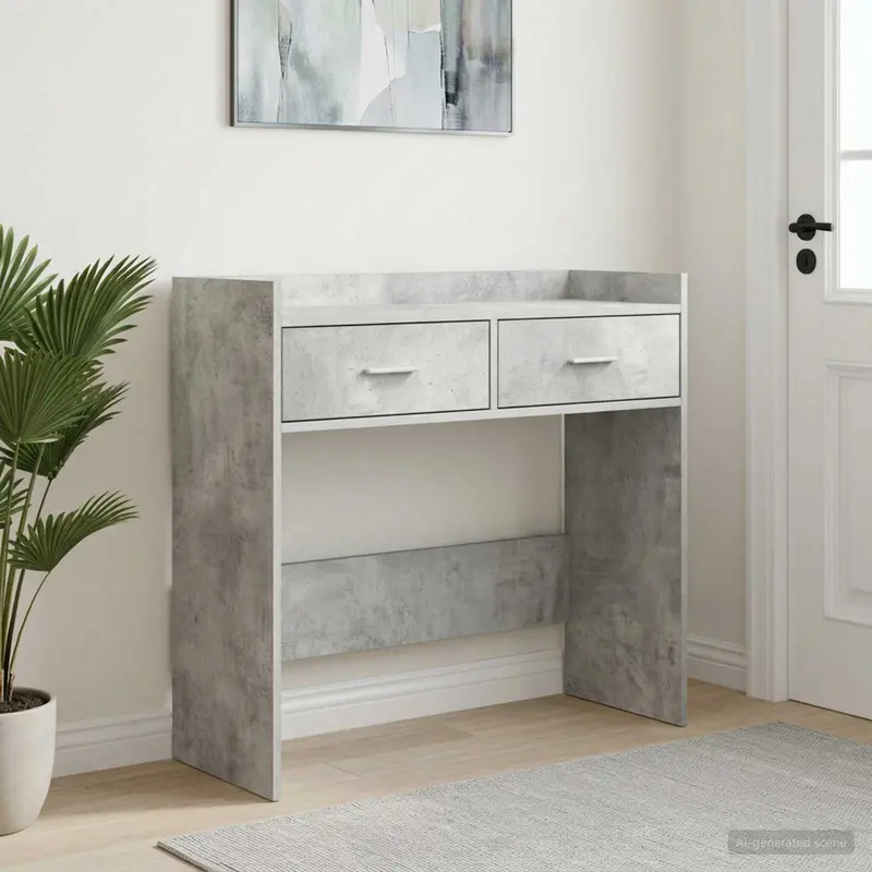 Vidaxl wandtafel betongrijs 90 x 35 x 80 cm bewerkt hout