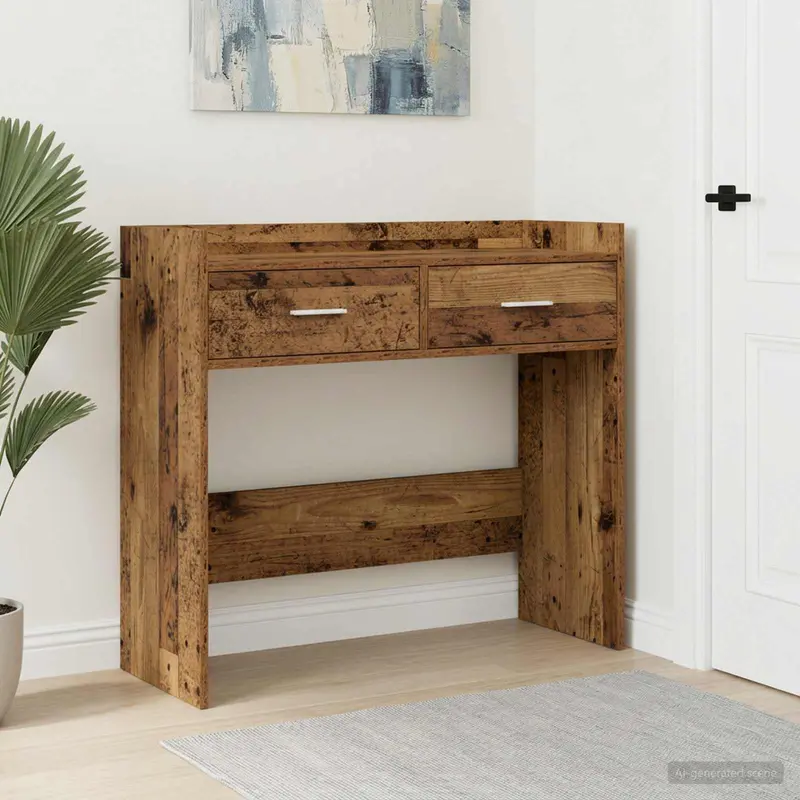 Vidaxl wandtafel oud hout 90 x 35 x 80 cm bewerkt hout