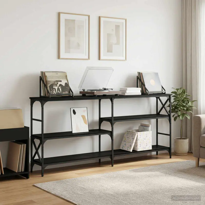 Vidaxl wandtafel zwart eiken 180 x 29 x 76,5 cm metaal pb