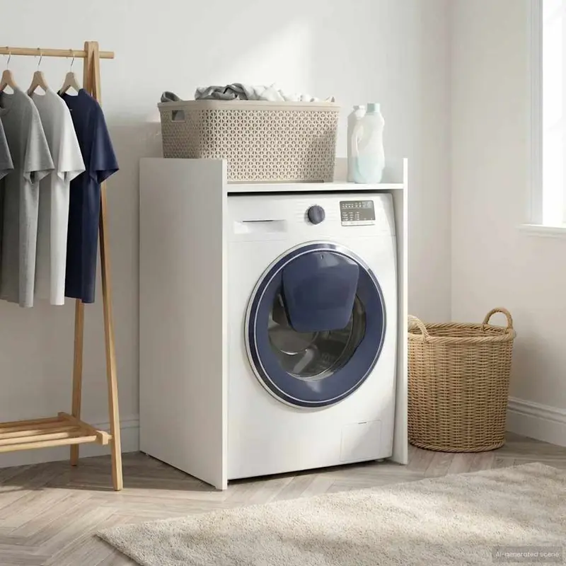 Vidaxl wasmachinekast met opslag wit 67,5 x 62 x 97 cm bewerkt hout