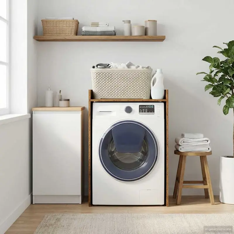 Vidaxl wasmachinekast oudhout 67,5 x 48 x 97 cm bewerkt hout