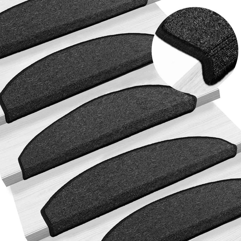 Vidaxl zelfklevende trapmatten 15 st 80 x 24,5 x 3,5 cm antraciet
