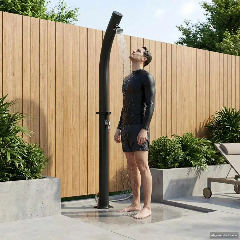 Vidaxl zonne douche met douchekop 20 l pvc, abs, zinklegering zwart