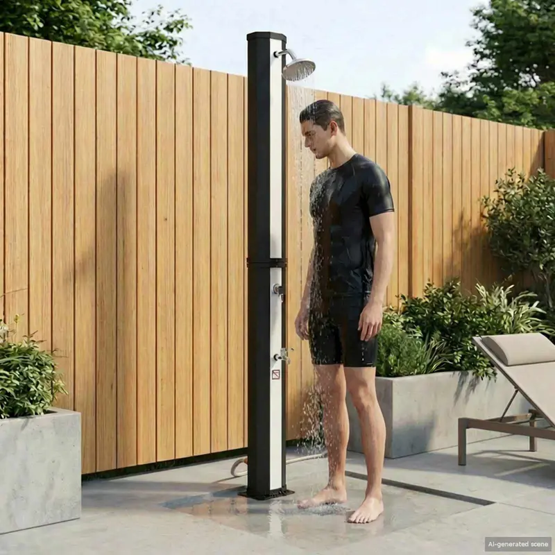 Vidaxl zonne-douche met douchekop en kraan 40 l pvc, abs, zinklegering