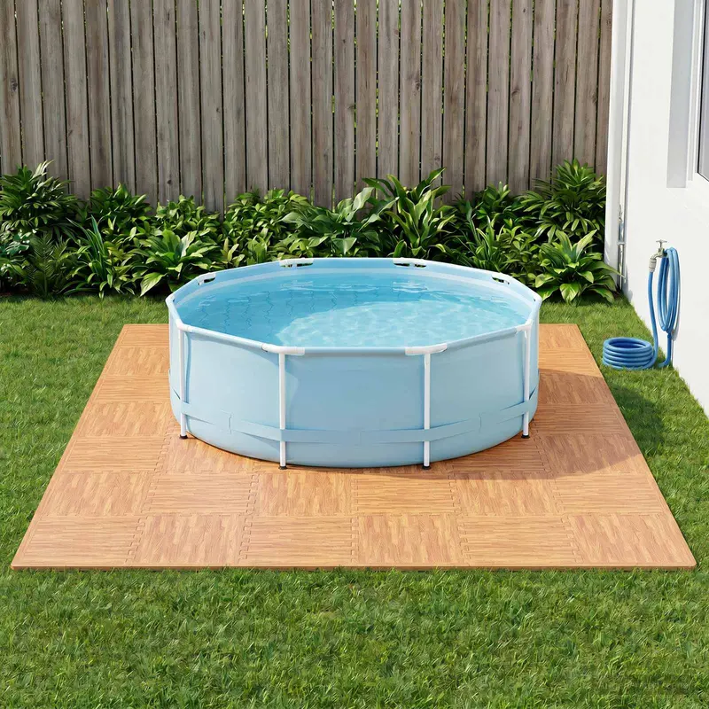 Vidaxl zwembad grondmat 50 st hout 18 m² eva schuim