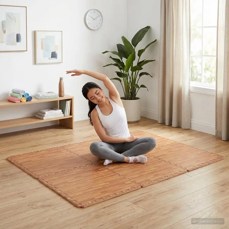 Vidaxl zwembad grondmat 6 st hout 4,32 ㎡ eva schuim
