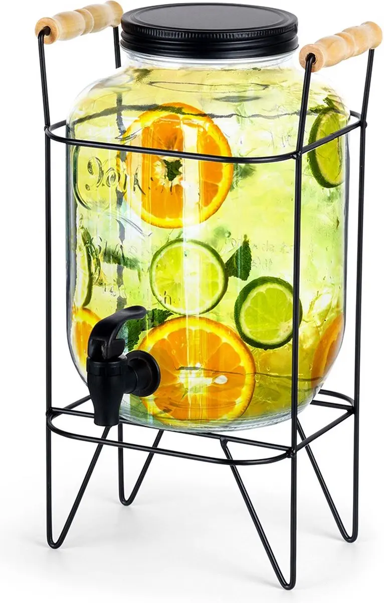 Vilde drankdispenser met kraan en standaard zwart 4,2 l - kraantje - limonadetap - drank dispenser - limonadedispenser - kan - karaffe