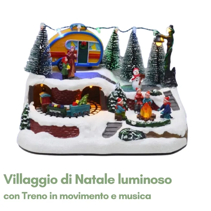 Villaggio di Natale con Treno Luminoso e Musica