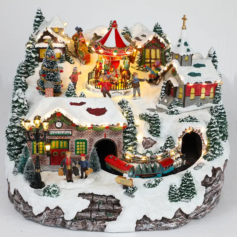 Villaggio nordico con treno - Villaggi di Natale in miniatura