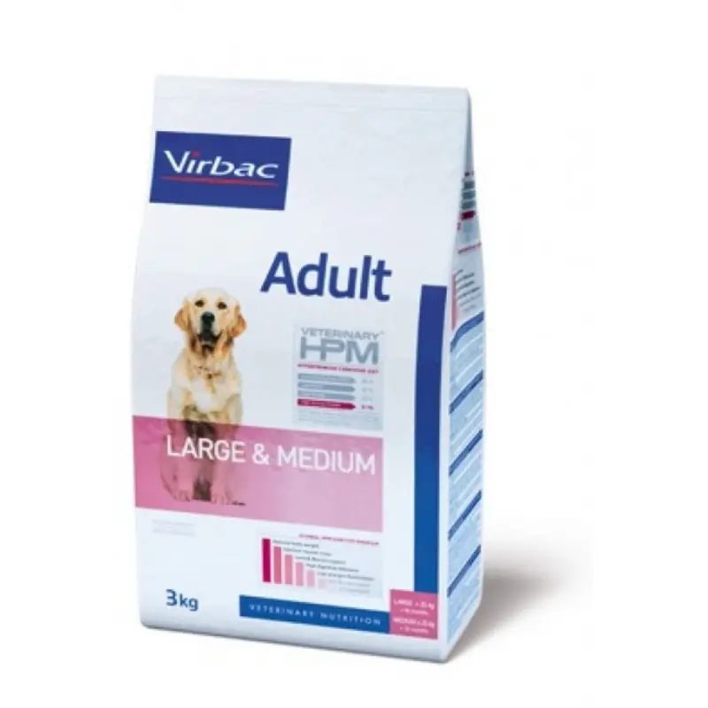 Virbac HPM Adult Dog Large & Medium – Pienso para Perros Adultos Medianos y Grandes – Alta Proteína Animal y Cuidado Articular – 3 kg / 12 kg / 16 kg