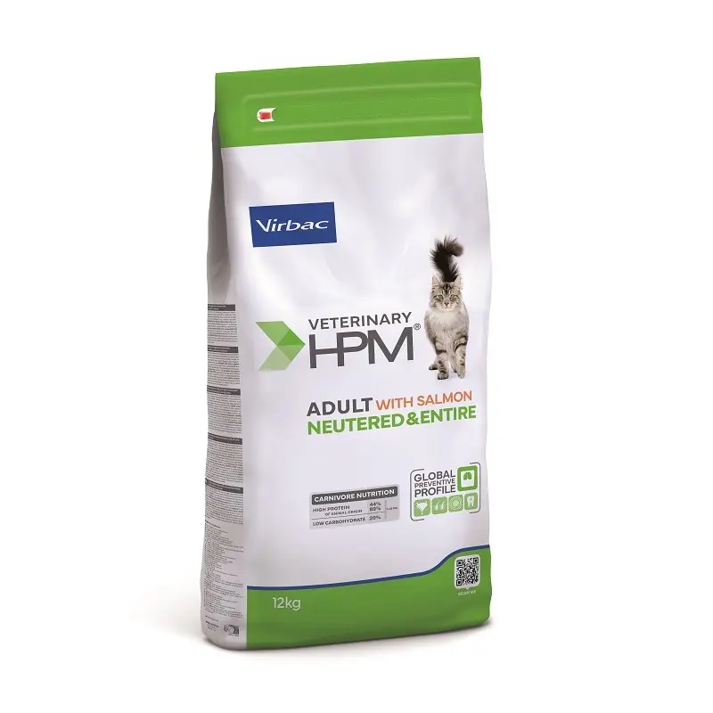 Virbac HPM Adult Salmon Neutered & Entire Cat 12 kg – Pienso para Gatos Adultos
