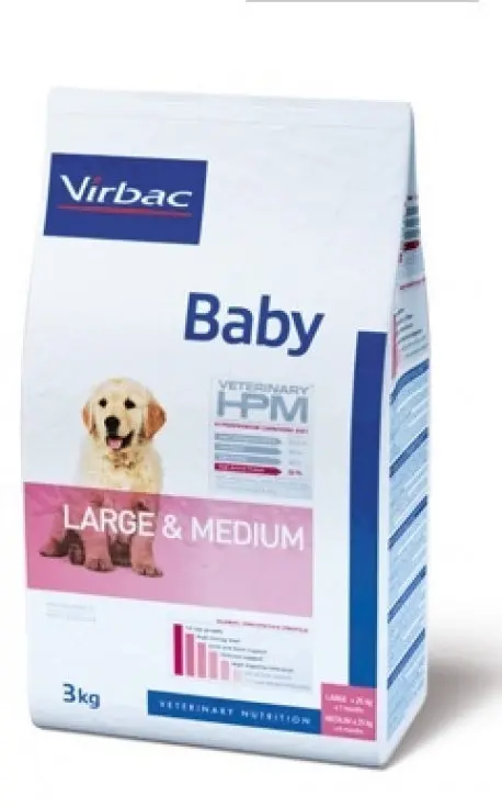 Virbac HPM Baby Dog Large & Medium – Alimento Premium para Cachorros de Razas Medianas y Grandes – Crecimiento Saludable y Fuerte – 3 kg / 7 kg