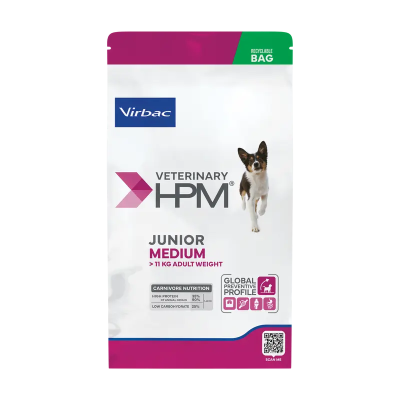 Virbac HPM Canine Junior Medium 12 kg – Pienso para Cachorros de Razas Medianas