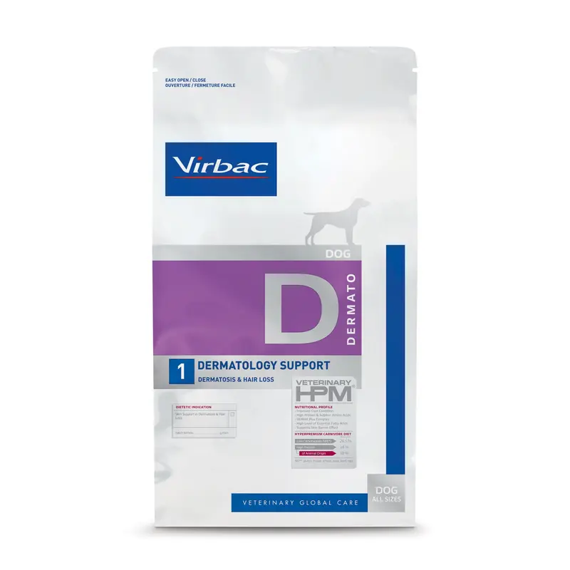 Virbac HPM D1 Dog 12 kg – Pienso Dermatológico para Perros