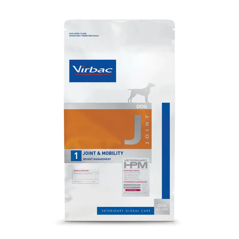 Virbac HPM J1 Dog – Pienso Articular para Perros – Soporte de Movilidad y Articulaciones – 3 kg / 12 kg