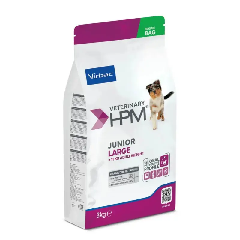 Virbac HPM Junior Dog Special Large – 3 kg - Pienso Premium para Cachorros de Razas Grandes y Gigantes – Crecimiento Saludable y Controlado