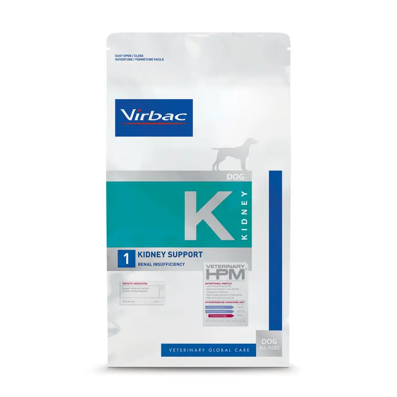 Virbac HPM K1 Dog 12 kg – Pienso Veterinario para Perros con Soporte Renal Temprano