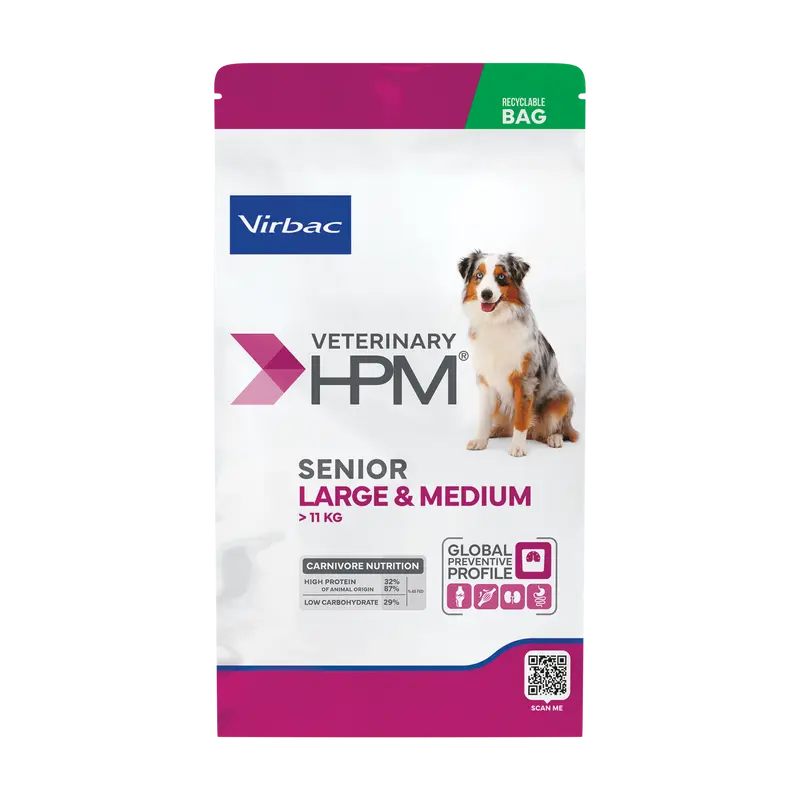 Virbac HPM Senior Dog Large & Medium 12 kg – Pienso para Perros Senior