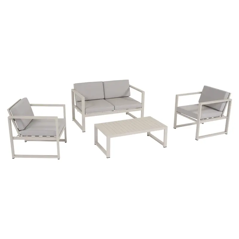 Vision - Salotto da giardino 4 posti in alluminio crema