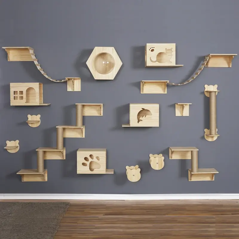 Wall-Mounted Cat Furniture – Wooden Climbing Shelves, Hammocks & Scratching Posts