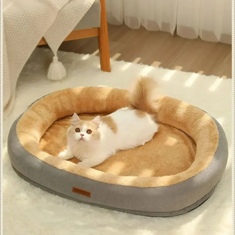 Warm Plush Dog & Cat Bed – Fluffy Winter Pet Bed, Soft Breathable Cushion for Puppies and Kittens