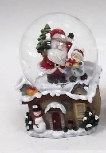 Waterball 65MM Babbo Natale e Pupazzo di Neve su Casetta