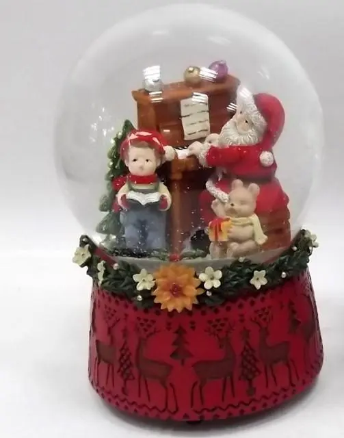 Waterball con Carillon 100MM Babbo Natale che Suona Pianoforte
