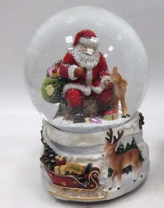 Waterball con Carillon 100MM Babbo Natale con Bambi