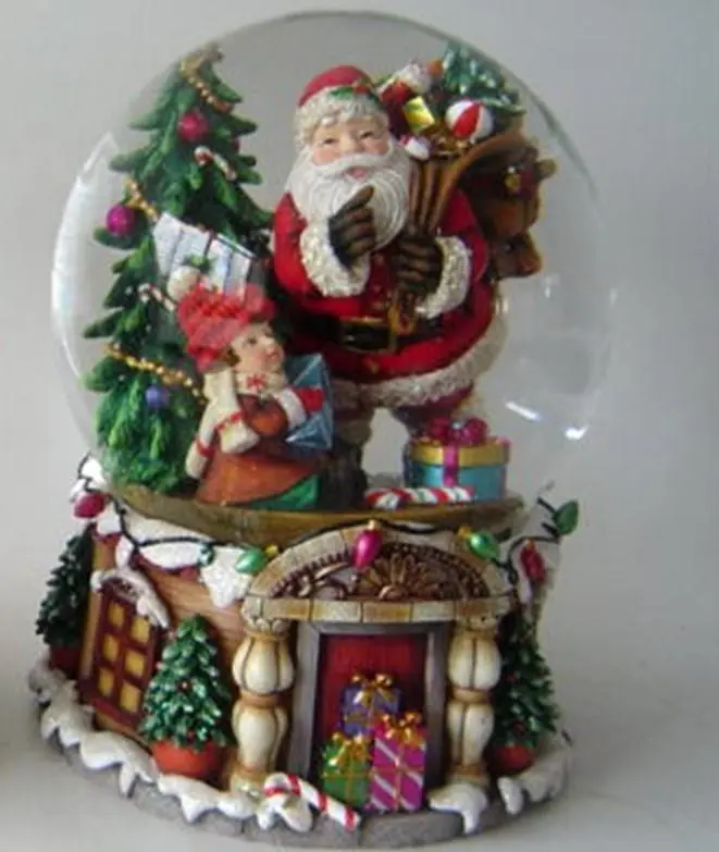 Waterball con Carillon150MM Babbo Natale con Bimbo