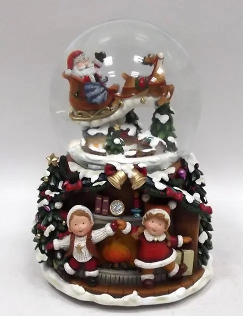 Waterball con Musica 100MM Babbo Natale su Slitta