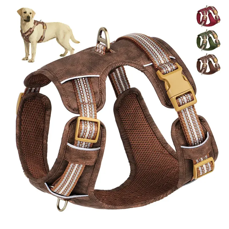 Waterproof Reflective Dog Harness – Adjustable Nylon PU Vest for Small, Medium & Large Dogs