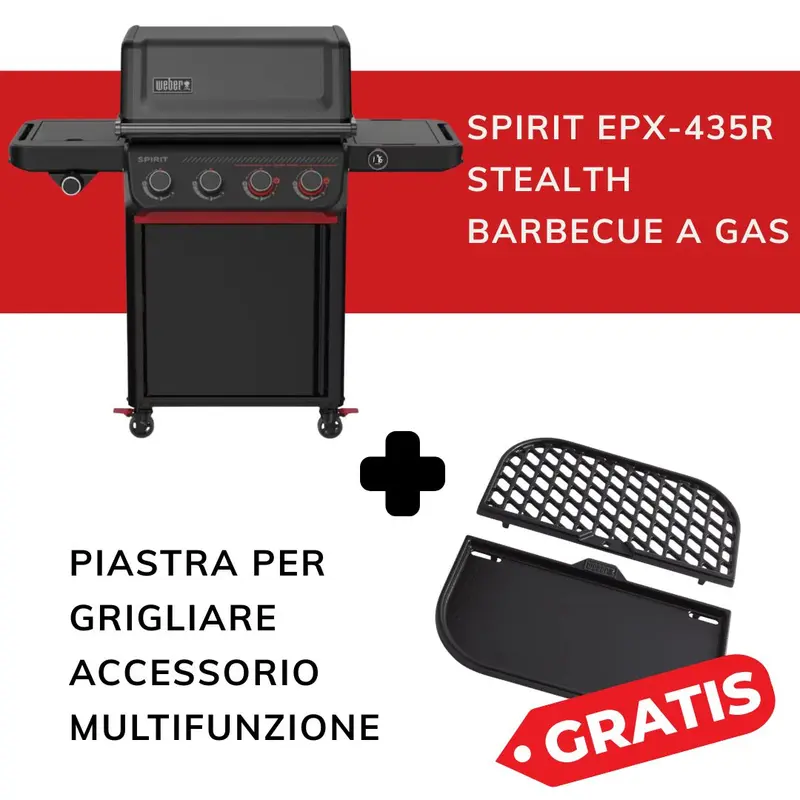 Weber - Kit promozionale Spirit EPX-435R Stealth + Piastra multifunzione