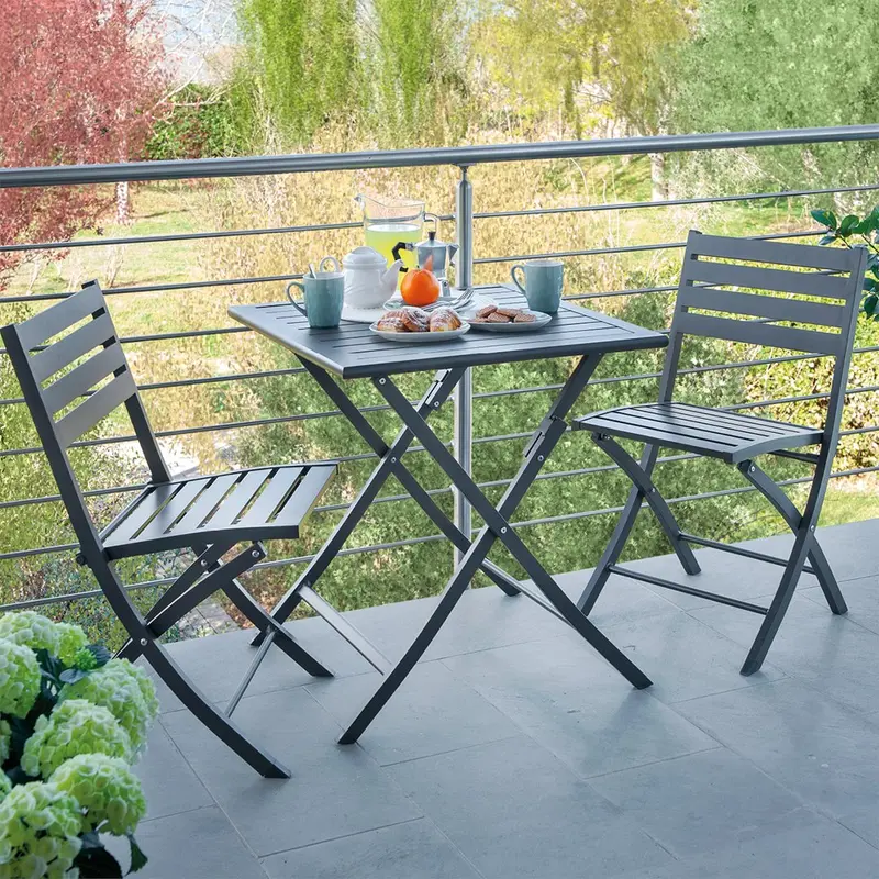Winny - Set da balcone pieghevole in alluminio antracite