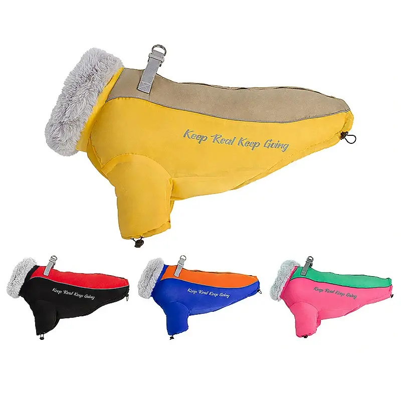 Winter Dog Jacket with Fur Collar – Waterproof Warm Coat
