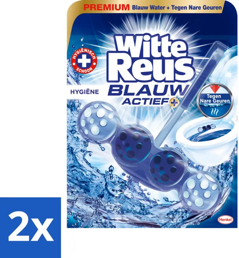 Witte reus 2 x - blauw actief toiletblok - hygiëne - 1 toiletblok - toiletblok - toilet schoonmaak - toilet reiniging - blauwe water - frisse geur