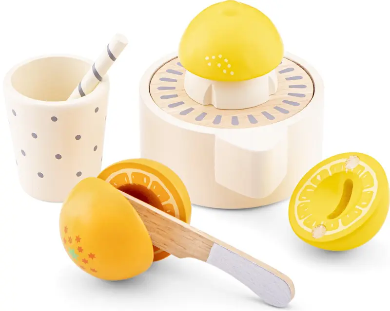 Woet ® houten speelgoed citruspers - speelset inclusief sinasappel, citroen en beker met rietje - speelgoedkeukenmachine voor kinderen - fsc - rollenspel keukenspeelgoed - vanaf 3 jaar