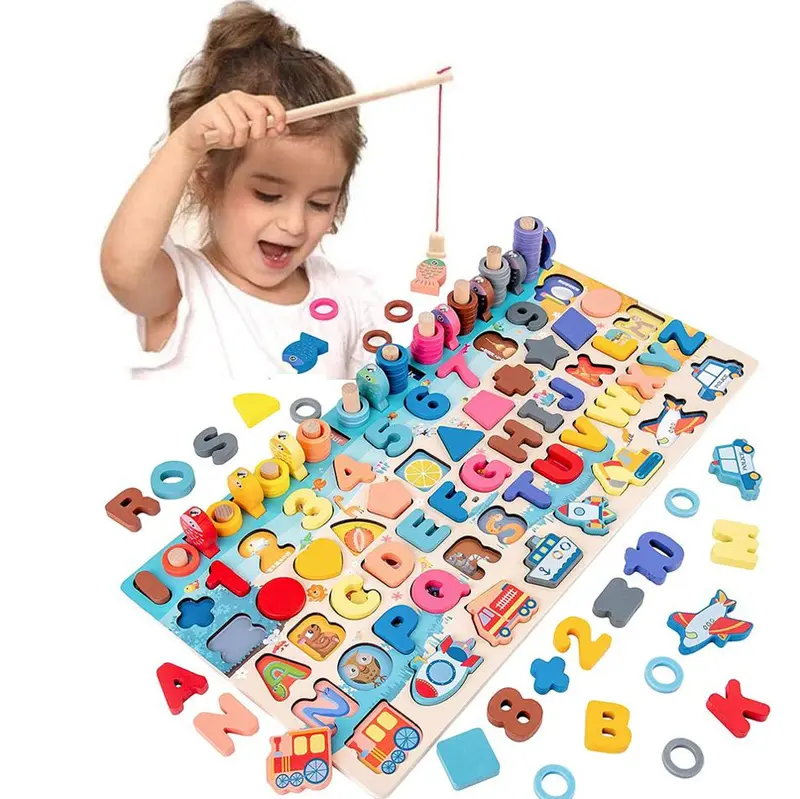 Wooden Math Fishing Board Toy