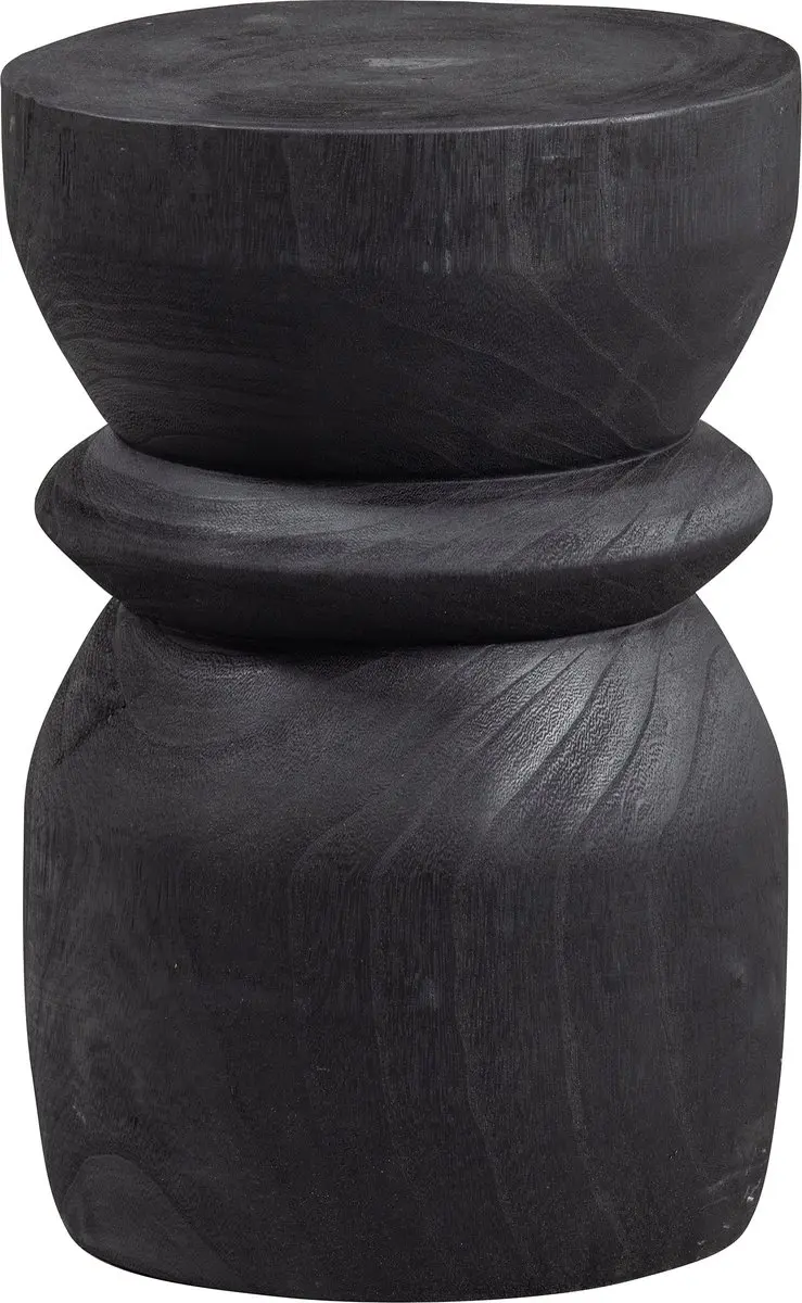 Woood bikkel kruk - hout - zwart - 40x28x28