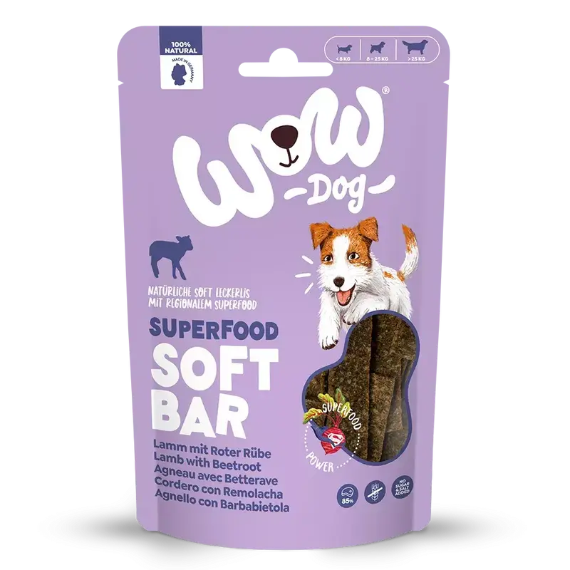 WOW - Friandises Barre Superfood Agneau betterave pour Chien