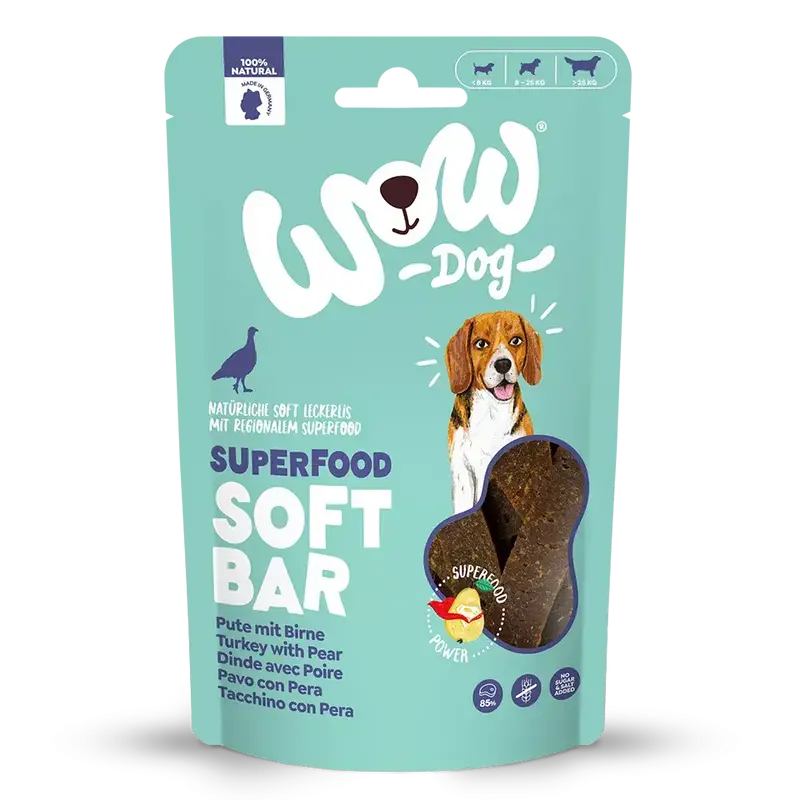 WOW - Friandises Barre Superfood Dinde Poire pour Chien