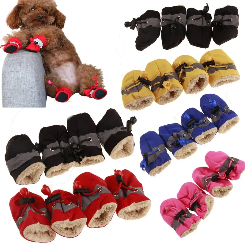 Zapatos impermeables antideslizantes para cachorros, protección contra el frío y la lluvia