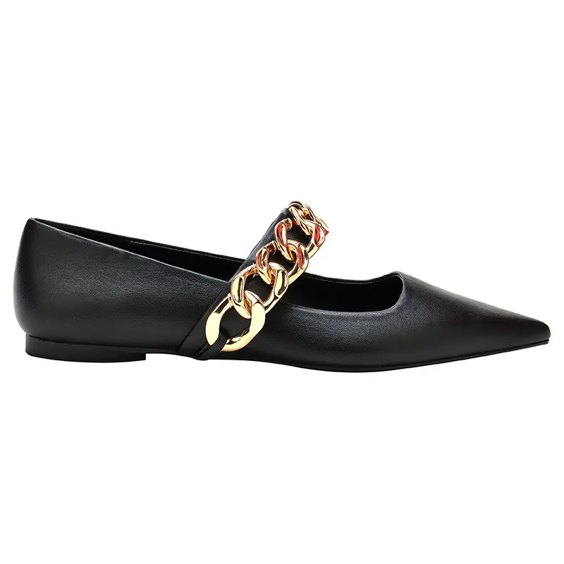Zapatos planos de mujer con cadena dorada – Elegantes y cómodos para uso diario