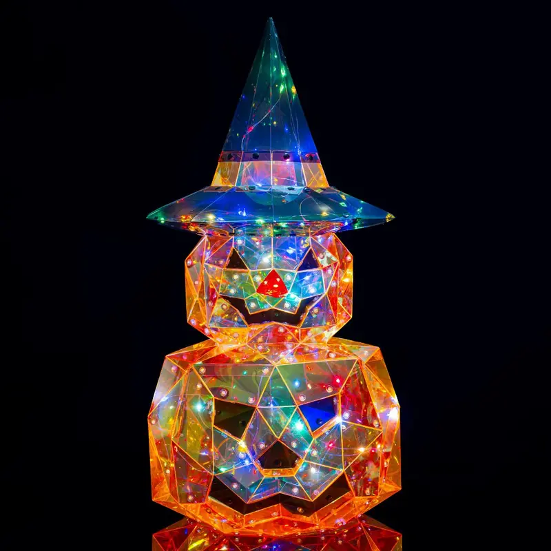 Zucche Halloween con effetto iridescente e LED multicolore